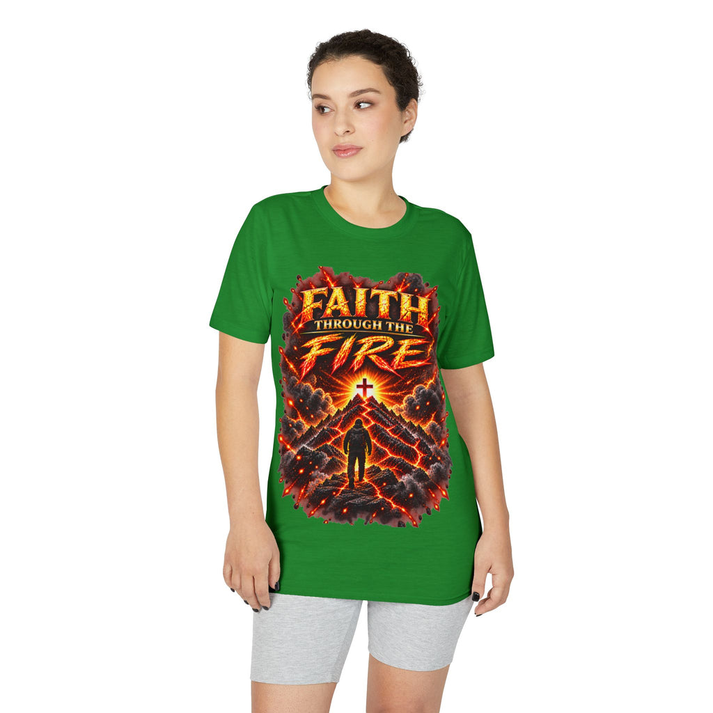 Front & Back: Faith Through The Fire™ Mountain Journey performance Tee Front & Back