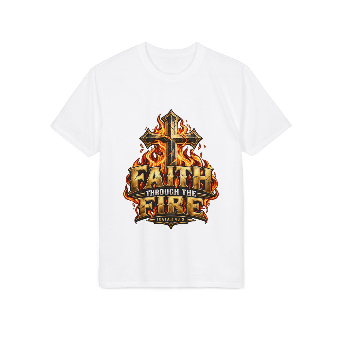 Faith Through The Fire™ Shielded by Faith Tee black & white