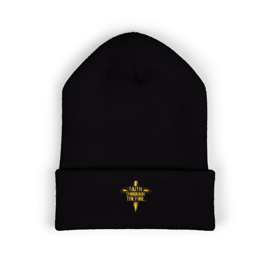 Faith Through The Fire™ Embroidered Black Beanie