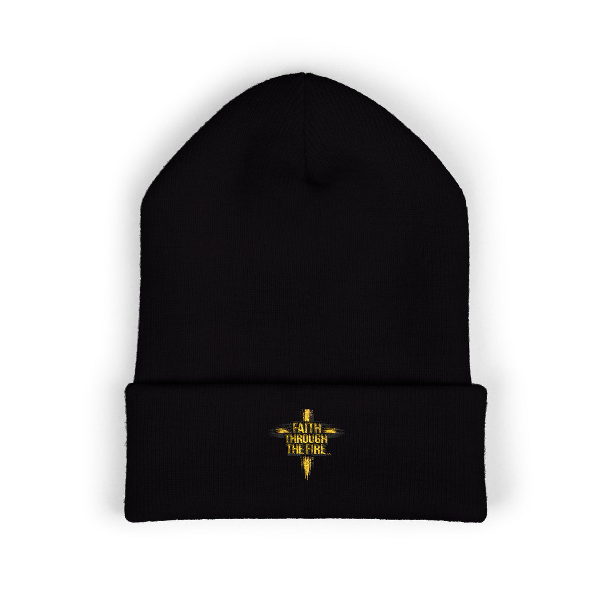 Faith Through The Fire™ Embroidered Black Beanie