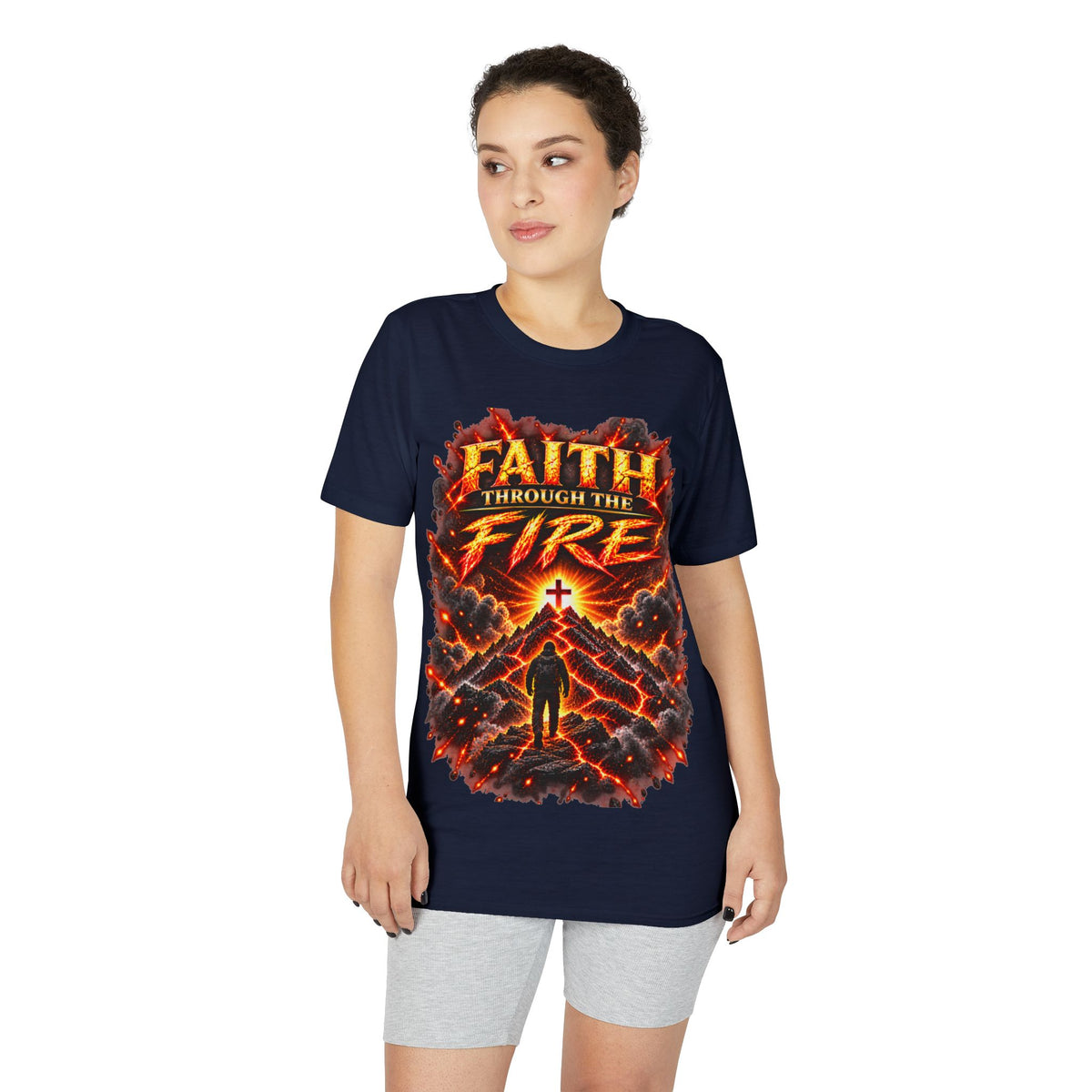 Front & Back: Faith Through The Fire™ Mountain Journey performance Tee Front & Back