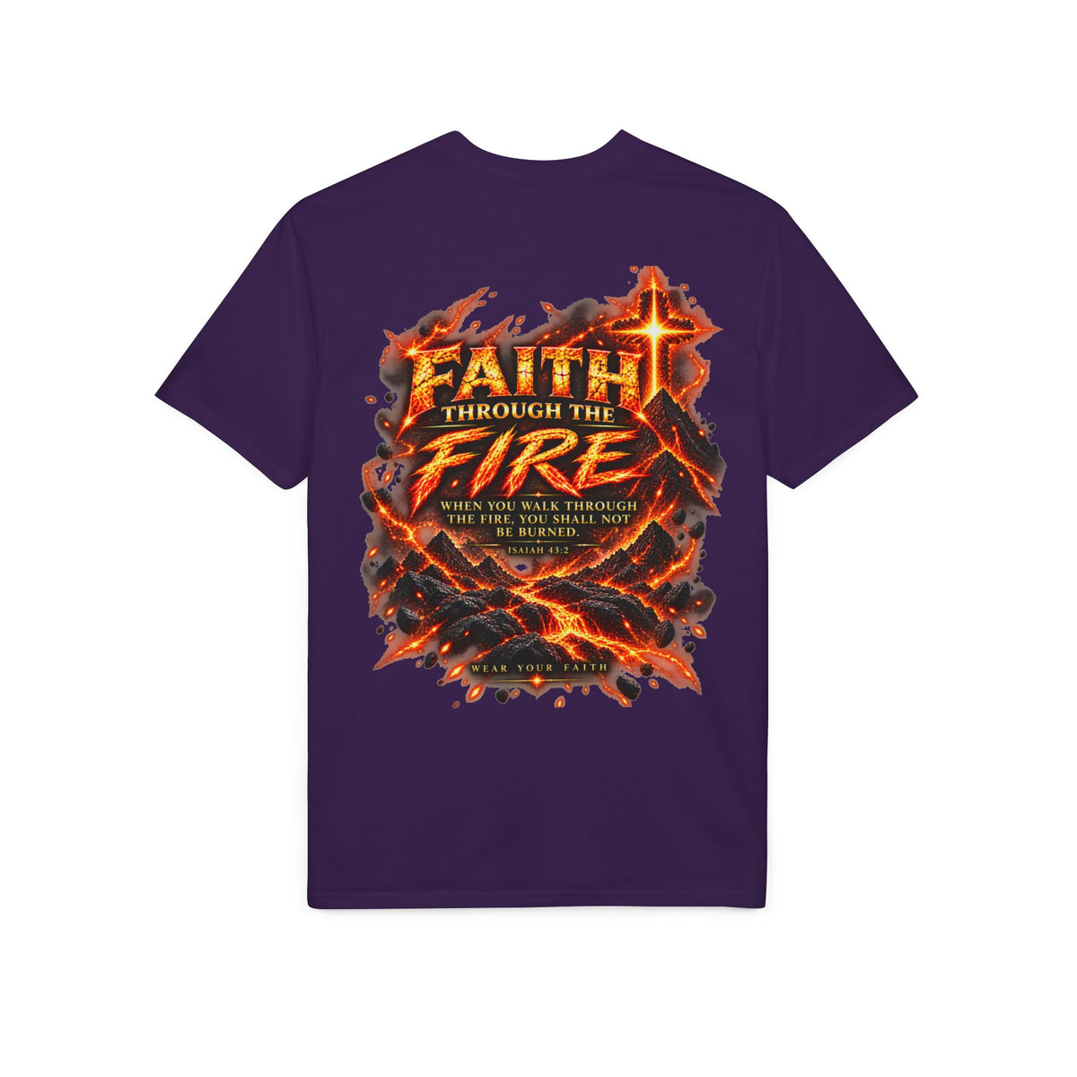 Front & Back: Faith Through The Fire™ Mountain Journey performance Tee Front & Back