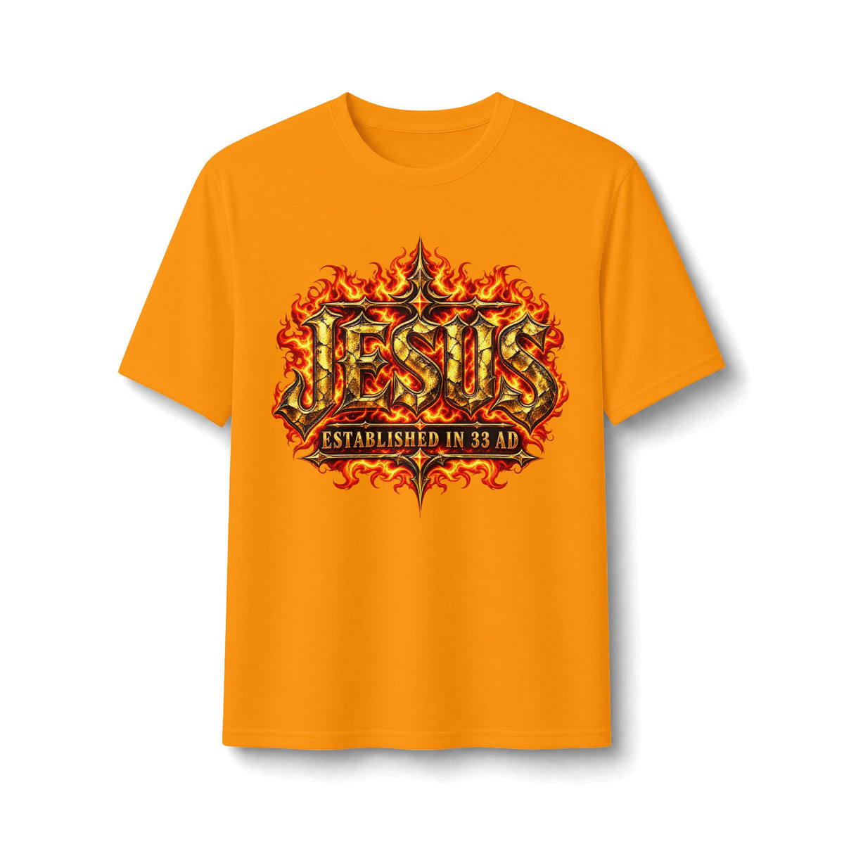 Faith Through The Fire™ JESUS Established 33 AD Front & Back Tee