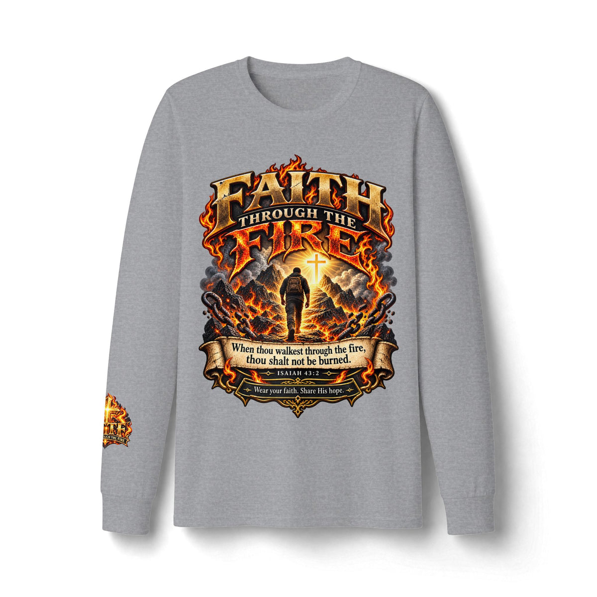 Faith Through The Fire™ Long Sleeve Tee – Walking Through It. Edition Dri-Power Long Sleeve T-Shirt