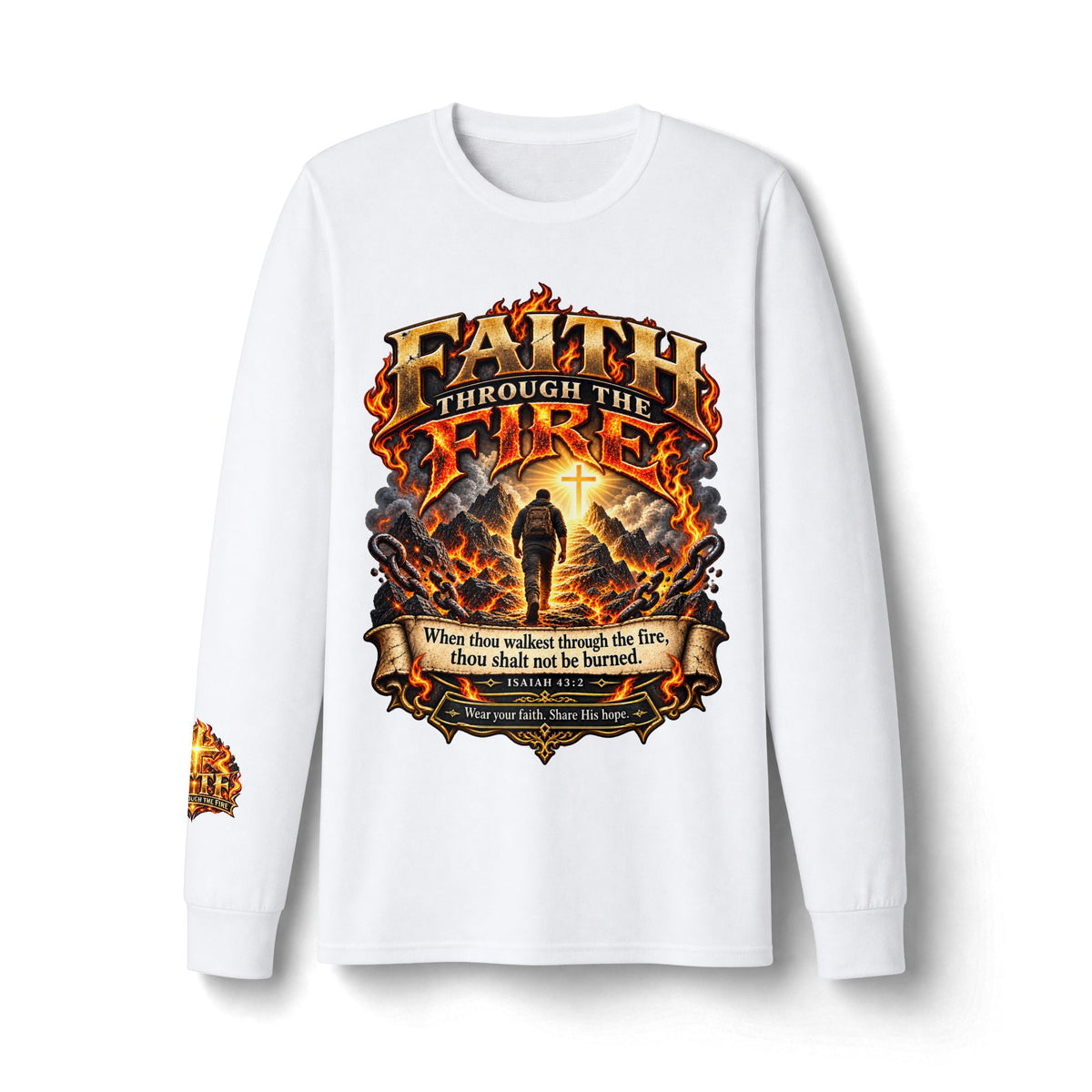 Faith Through The Fire™ Long Sleeve Tee – Walking Through It. Edition Dri-Power Long Sleeve T-Shirt