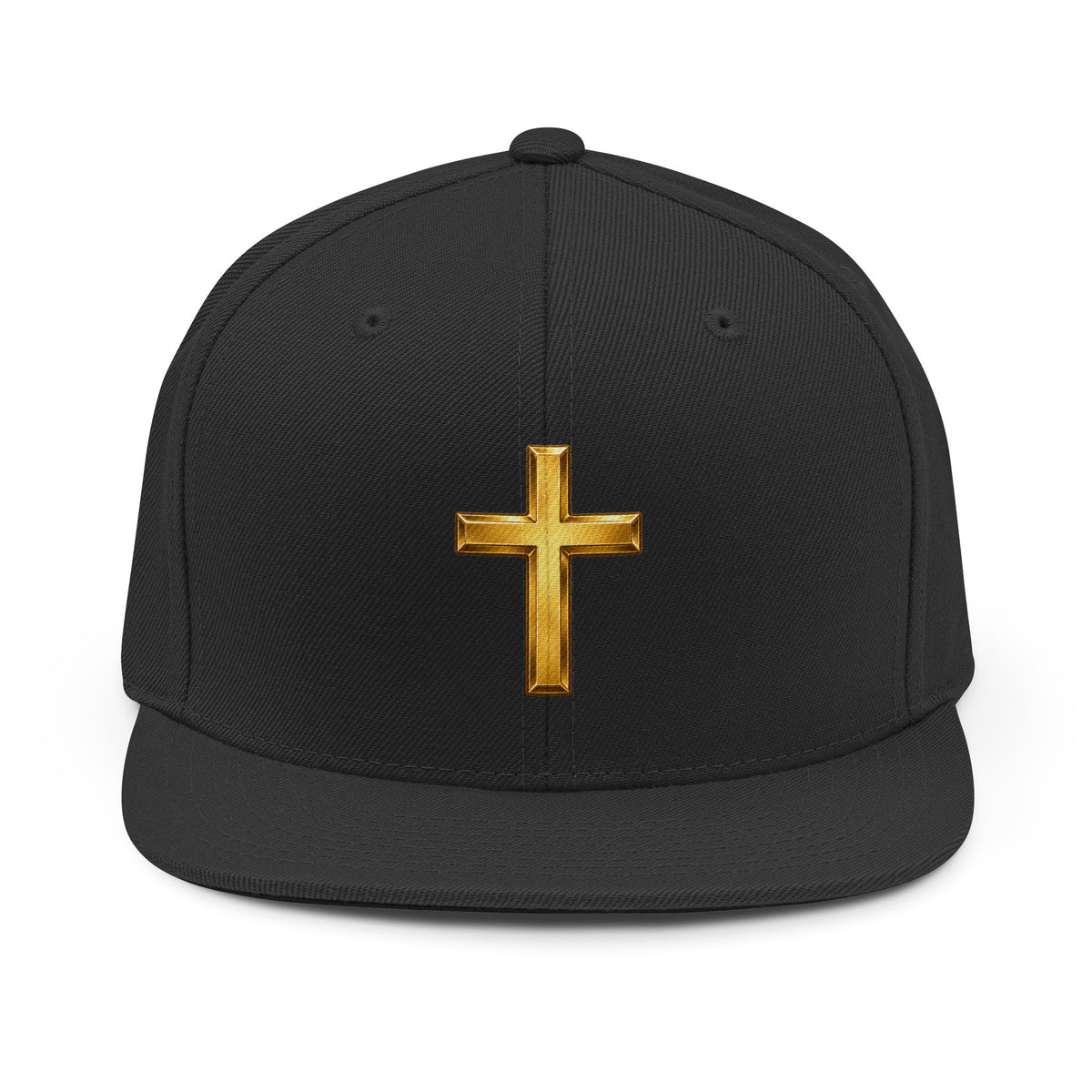 Faith Through The Fire™ Unisex Gold Cross Flat Bill Hat for Men & Women – Christian Snapback Cap