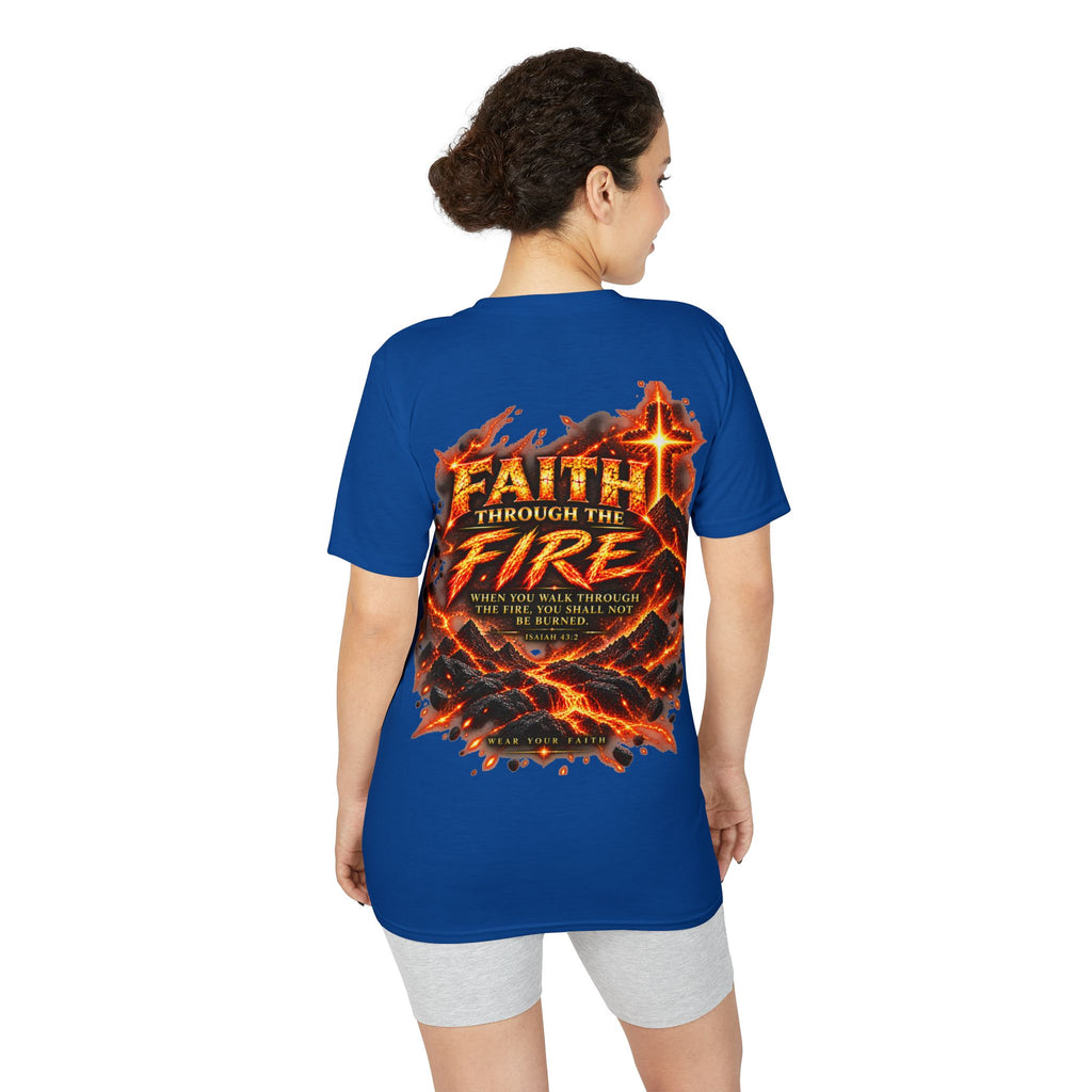 Front & Back: Faith Through The Fire™ Mountain Journey performance Tee Front & Back