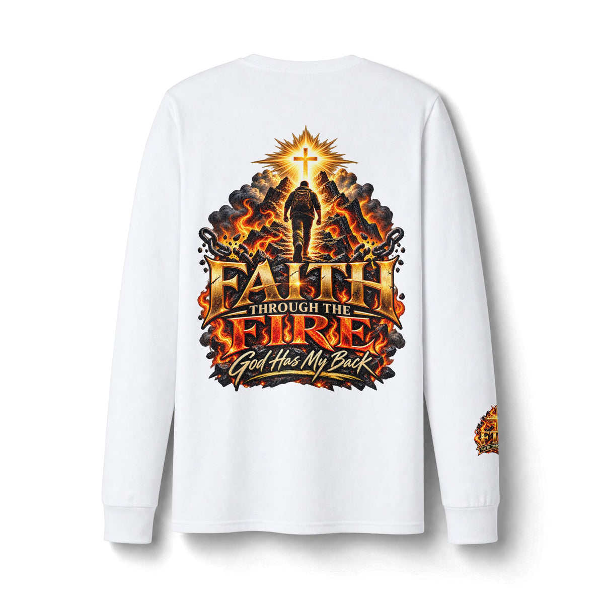 Faith Through The Fire™ Long Sleeve Tee – Walking Through It. Edition Dri-Power Long Sleeve T-Shirt