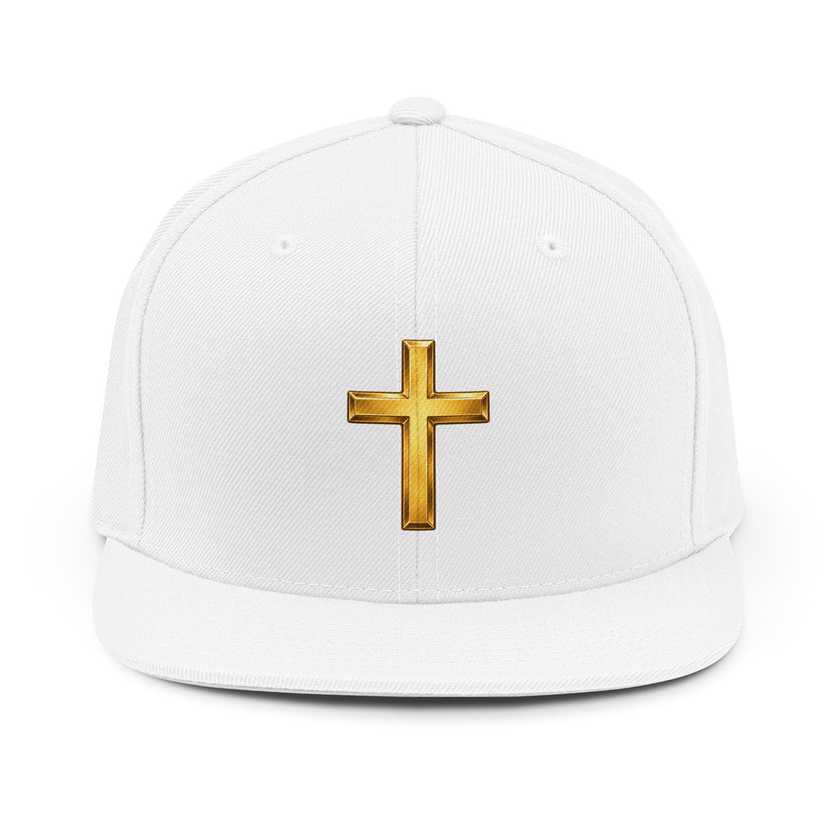 Faith Through The Fire™ Unisex Gold Cross Flat Bill Hat for Men & Women – Christian Snapback Cap