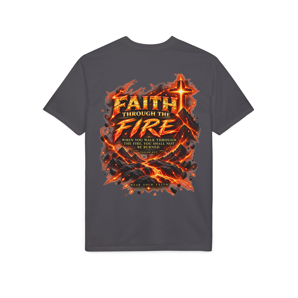 Front & Back: Faith Through The Fire™ Mountain Journey performance Tee Front & Back