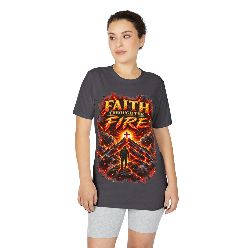 Front & Back: Faith Through The Fire™ Mountain Journey performance Tee Front & Back