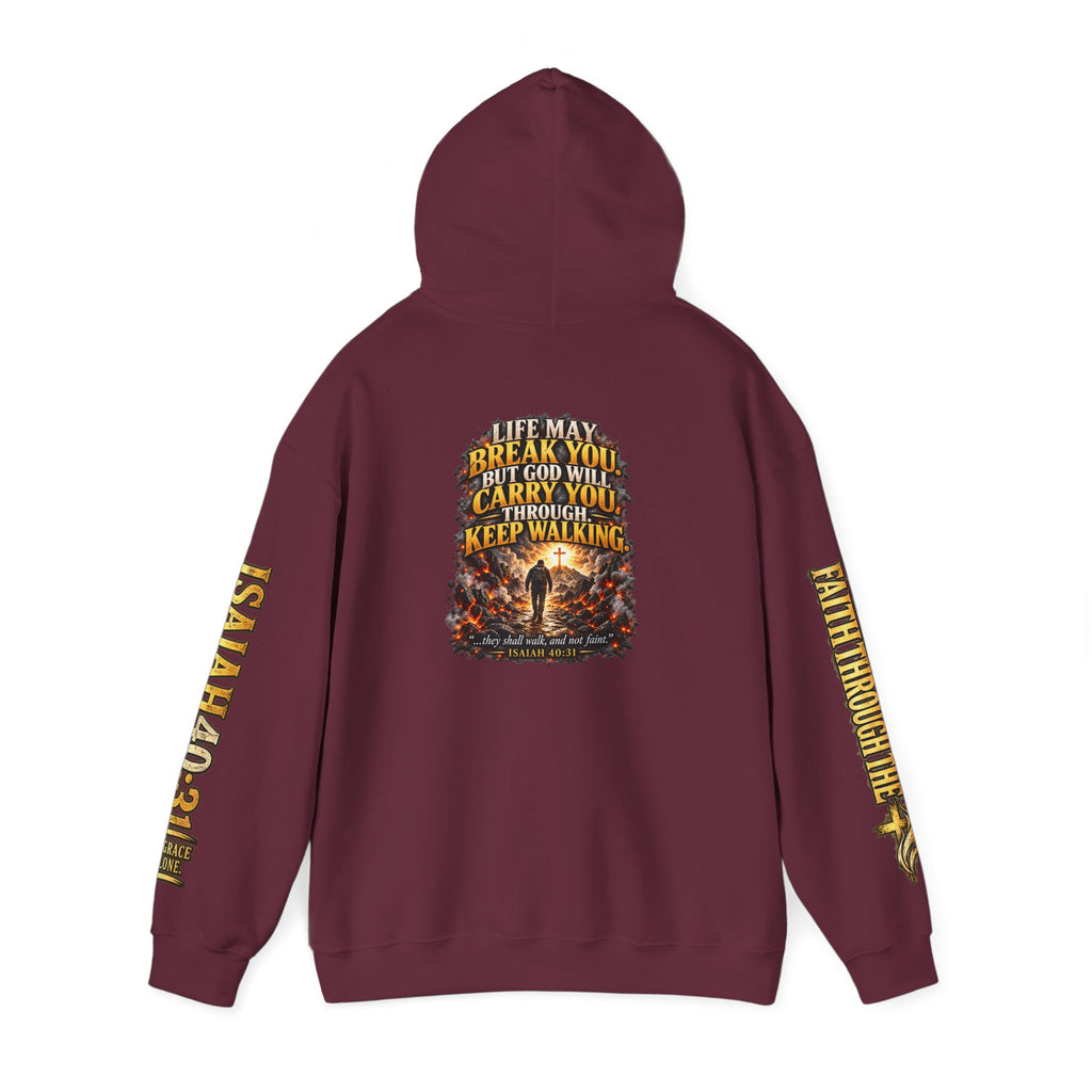 Faith Through The Fire™ “Keep Walking” Christian Hoodie – Isaiah 40:31