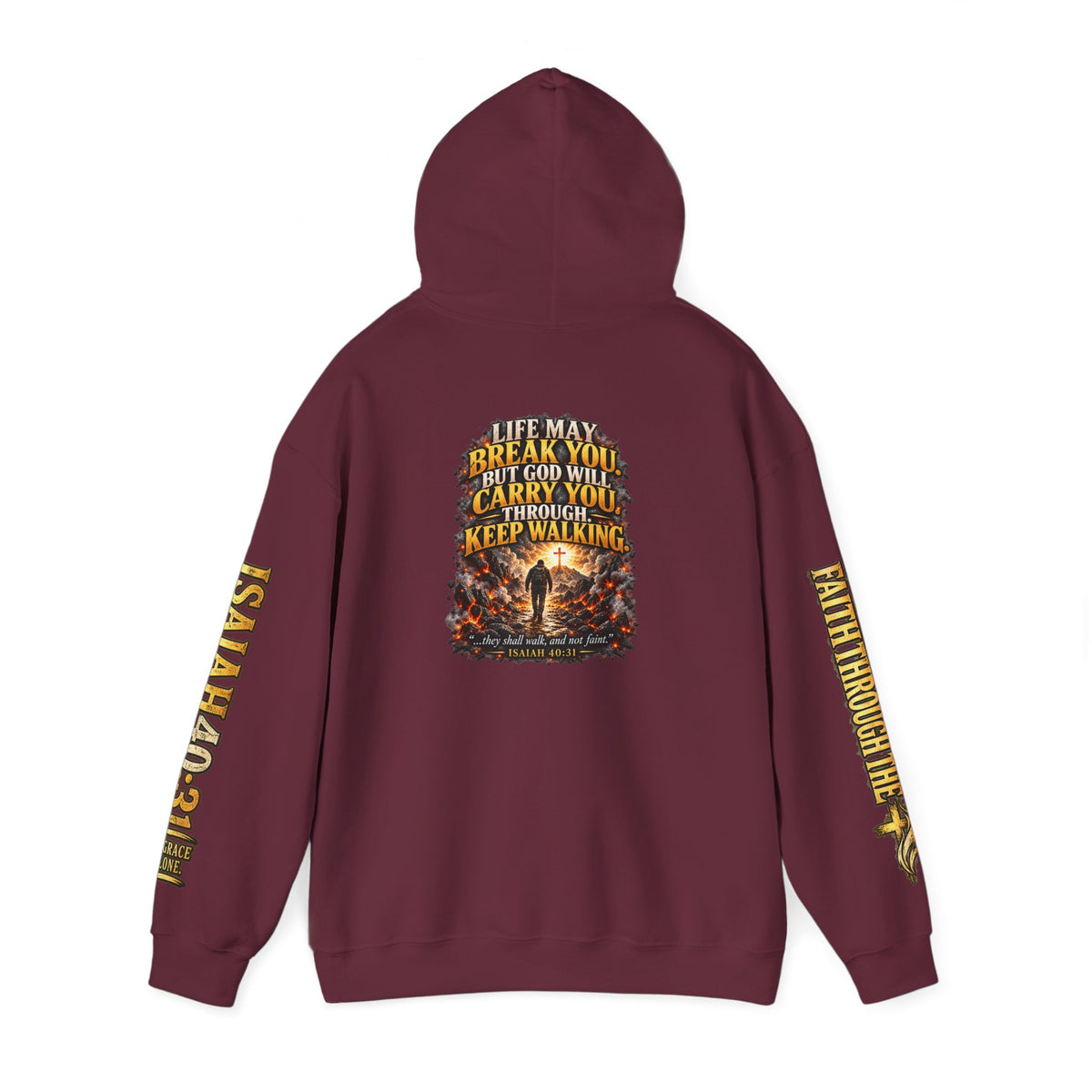 Faith Through The Fire™ “Keep Walking” Christian Hoodie – Isaiah 40:31