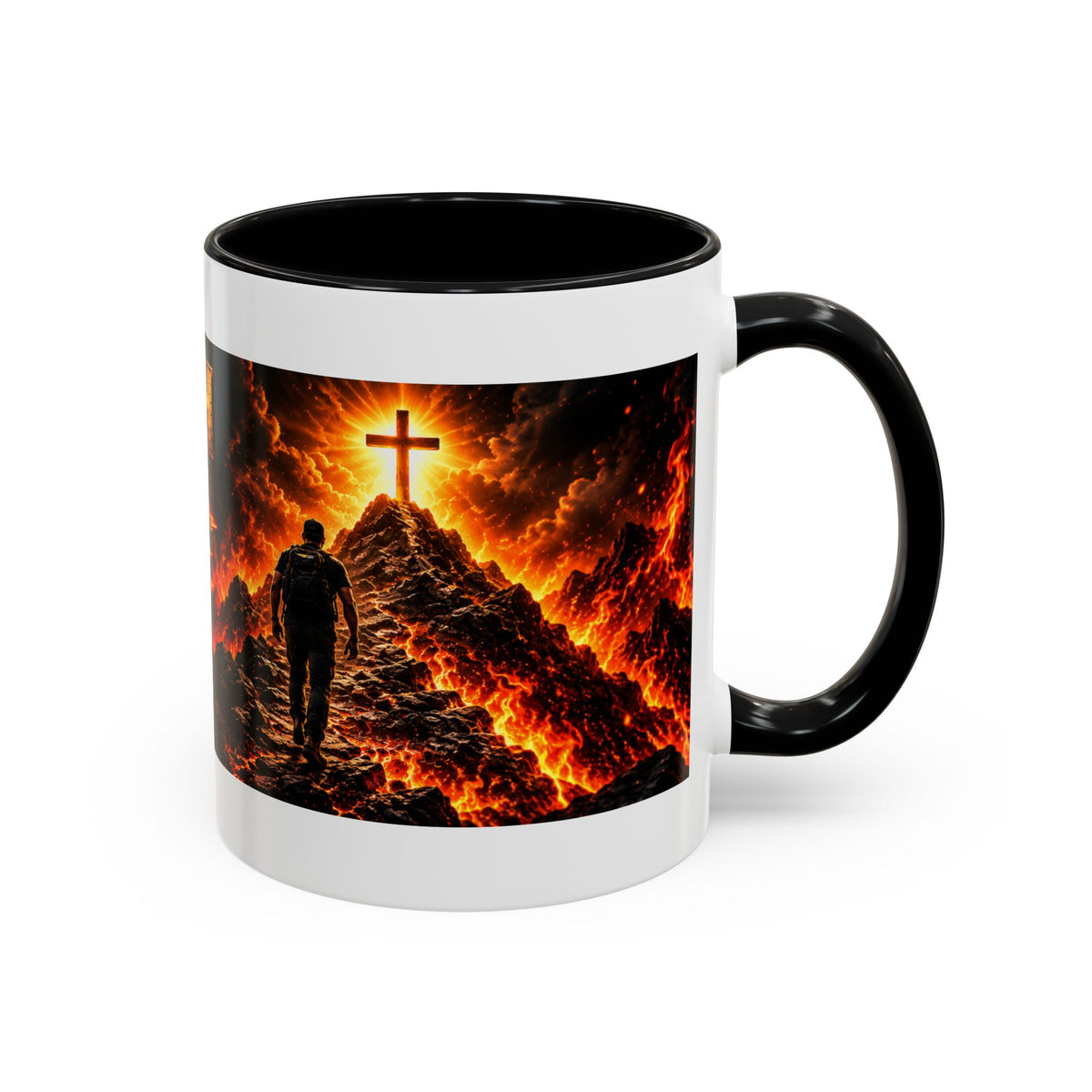 Faith Through The Fire Black Mug