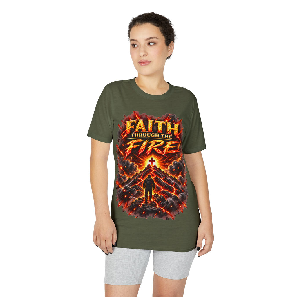 Front & Back: Faith Through The Fire™ Mountain Journey performance Tee Front & Back