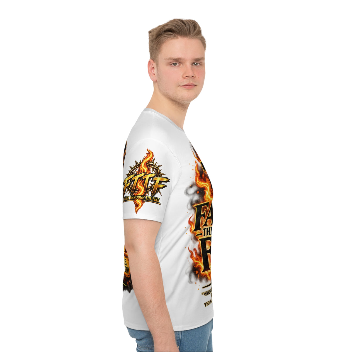 Faith Through The Fire™ Empowerment Christian T-Shirt Front & Back