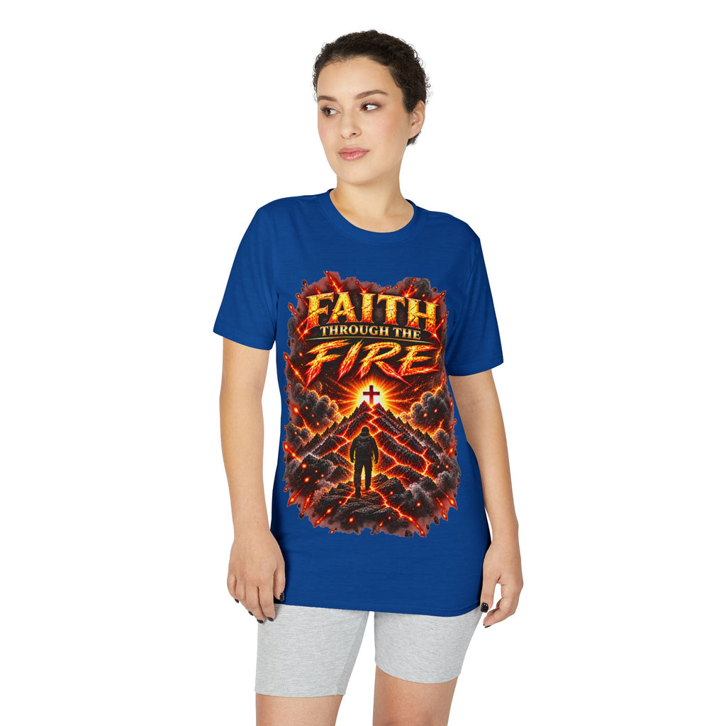 Front & Back: Faith Through The Fire™ Mountain Journey performance Tee Front & Back