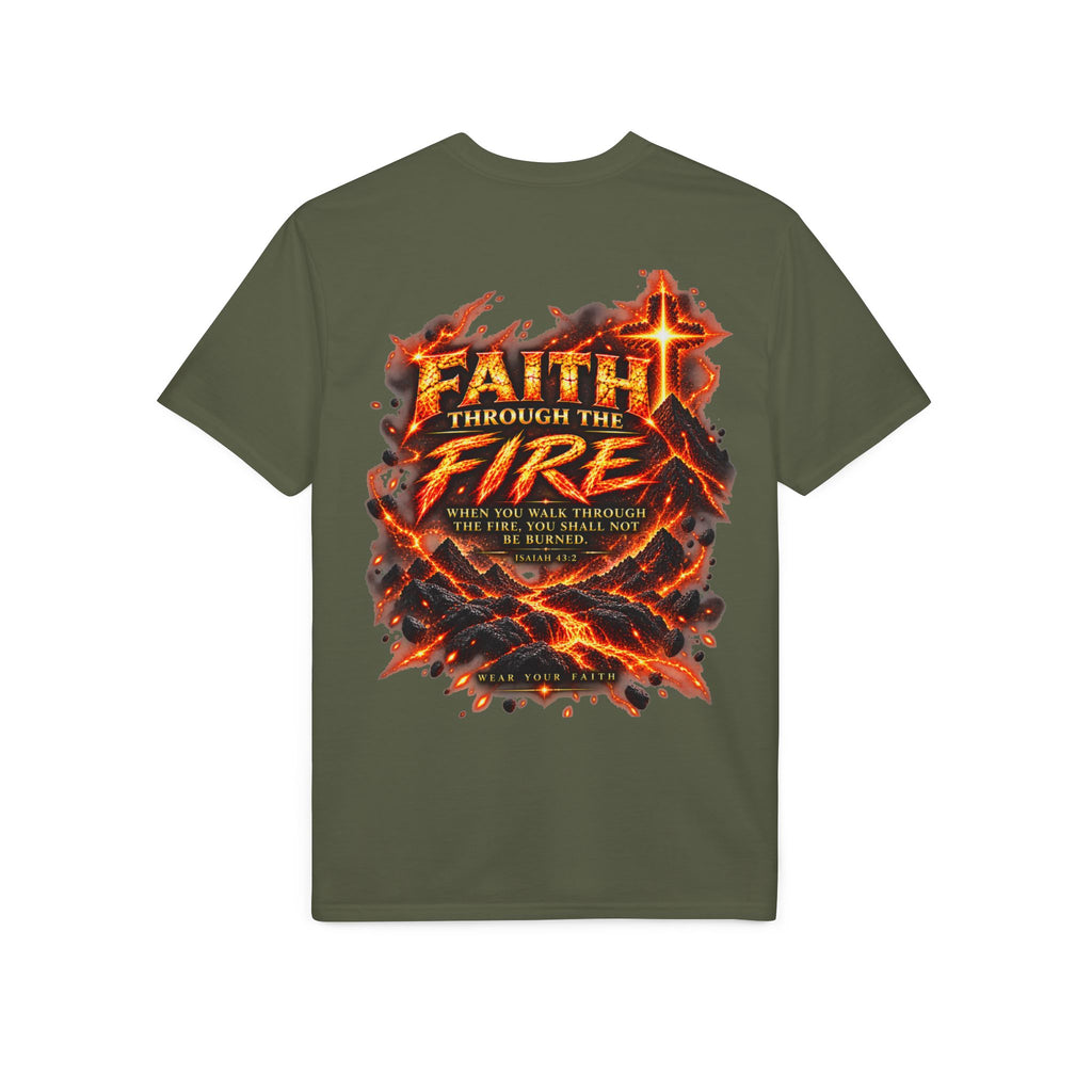 Front & Back: Faith Through The Fire™ Mountain Journey performance Tee Front & Back