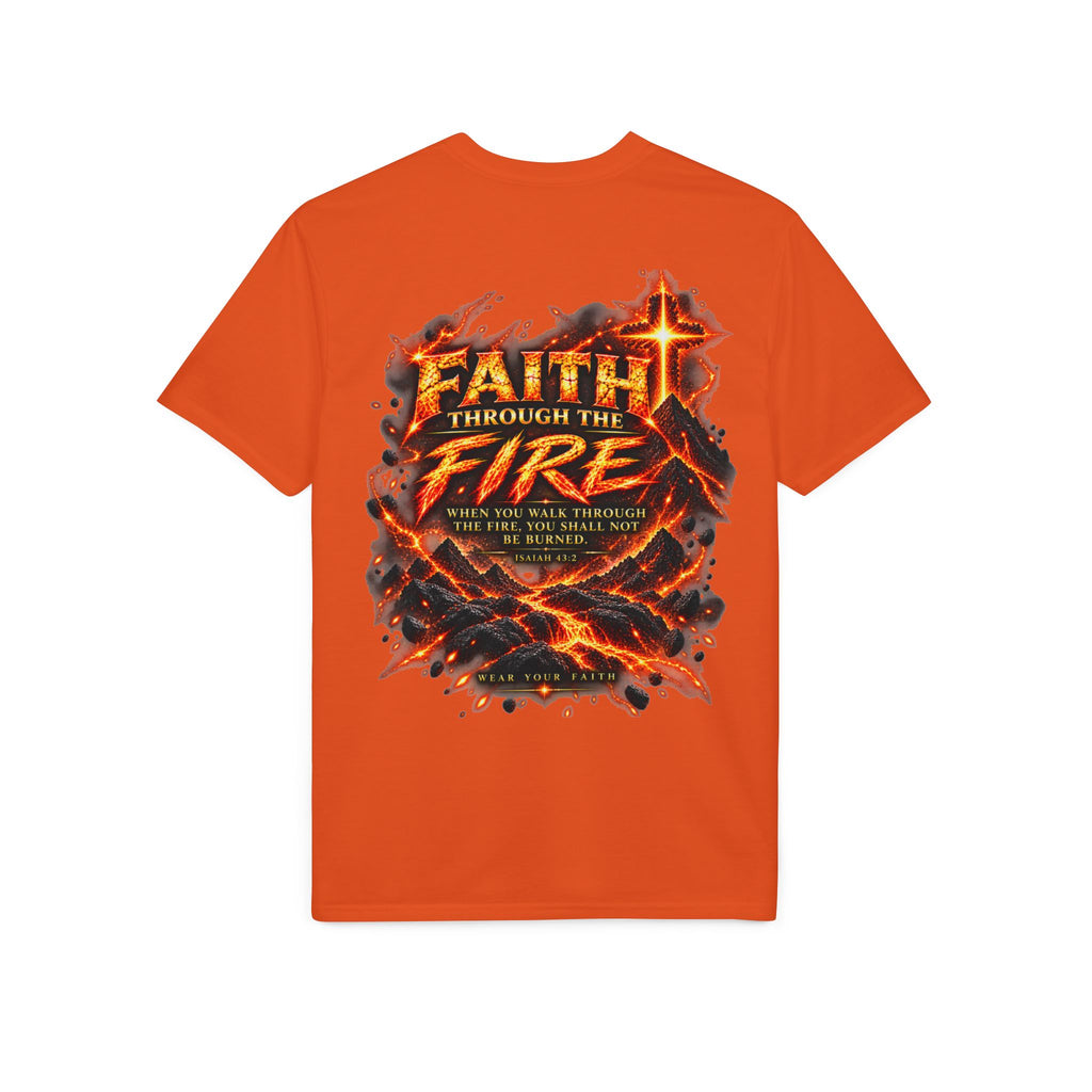 Front & Back: Faith Through The Fire™ Mountain Journey performance Tee Front & Back