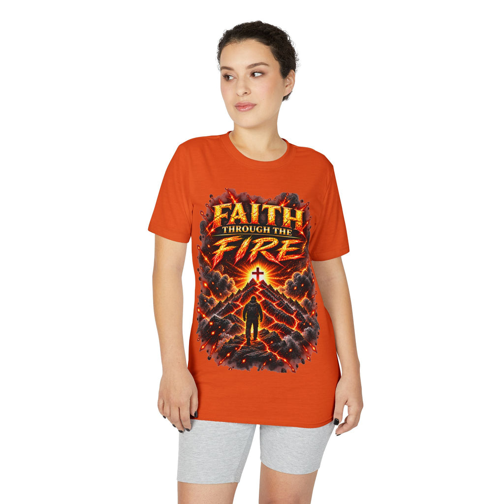 Front & Back: Faith Through The Fire™ Mountain Journey performance Tee Front & Back