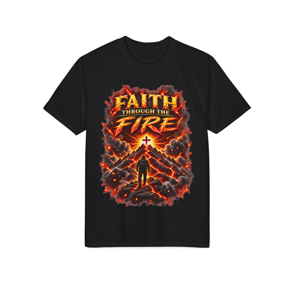 Front & Back: Faith Through The Fire™ Mountain Journey performance Tee Front & Back
