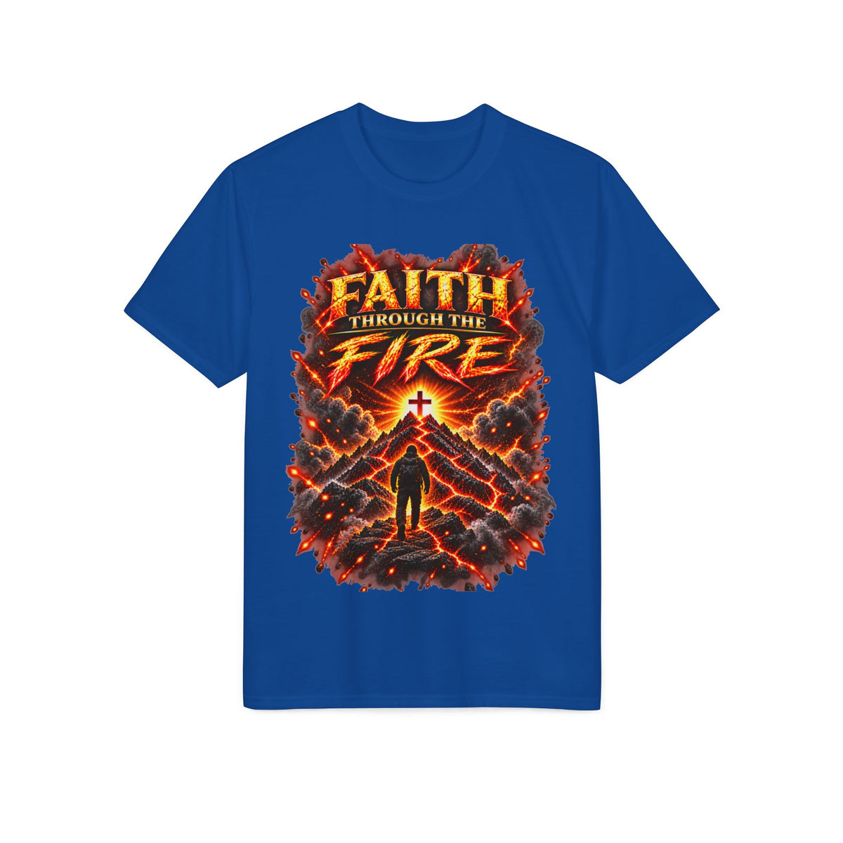 Front & Back: Faith Through The Fire™ Mountain Journey performance Tee Front & Back