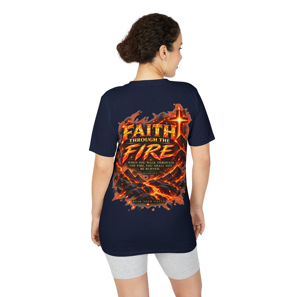 Front & Back: Faith Through The Fire™ Mountain Journey performance Tee Front & Back